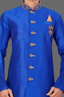 Hand Work done in front collar and button Semi Indo Stitched