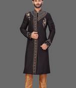 Hand work done in front Sherwani stitched