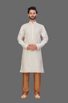 Pattern stitched kurta with self design solid stitched