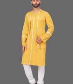 Designer wear pattern stitched front open kurta with attached jacket without button