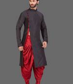 Pattern stitched side cut kurta with potli work