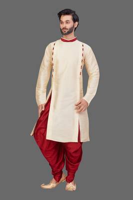 Pattern stitched side cut kurta with potli work 1