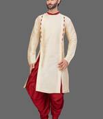 Pattern stitched side cut kurta with potli work