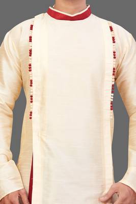 Pattern stitched side cut kurta with potli work 2