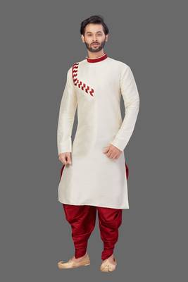 Pattern stitched side cut kurta with patch work 1