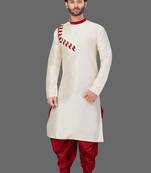 Pattern stitched side cut kurta with patch work