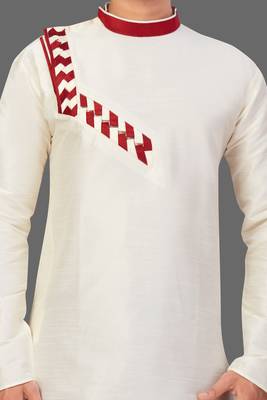 Pattern stitched side cut kurta with patch work 2