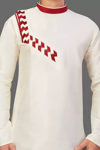 Pattern stitched side cut kurta with patch work