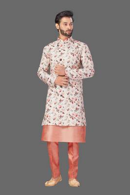 Pattern stitched semi indo with solid stitched kurta 1