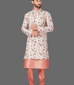 Pattern stitched semi indo with solid stitched kurta