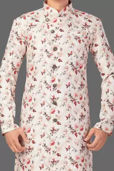 Pattern stitched semi indo with solid stitched kurta