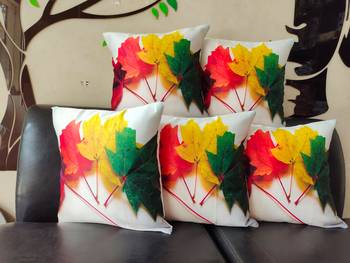 Sb interio Premium Satin Digital Print 16×16 inch combo pack of 05 cushion pillow Cover 1