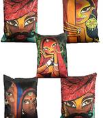 Sb interio Premium Satin Digital Print 16×16 inch combo pack of 05 cushion pillow Cover