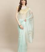 Floral Pattern Organza Grey Saree With Unstitched Blouse Piece