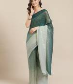 Sequin Work Georgette Dark Grey Saree With Unstitched Blouse Piece