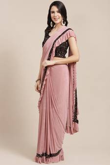Kalista Striped Pattern Knitted Lycra Ready To Wear Pre-Stitched Saree