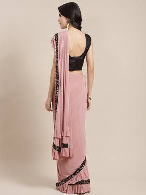 pre draped kalista striped pattern knitted lycra saree 2