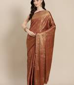 Geometric Woven Kanjivaram Red Saree With Unstitched Blouse Piece