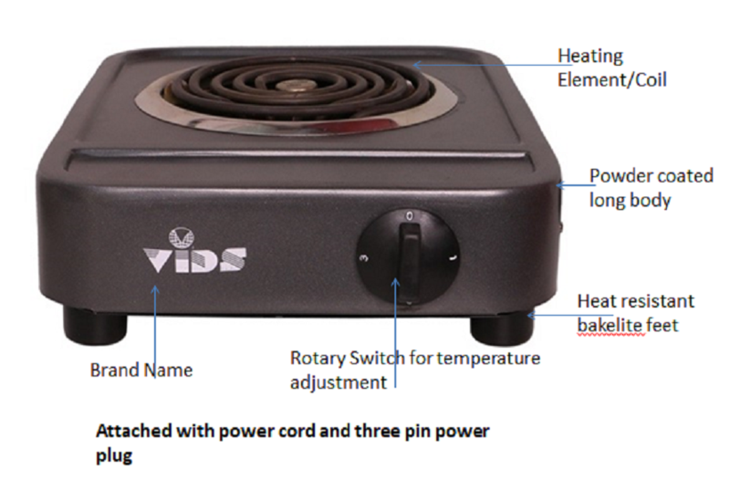 VIDS 2000 Watt Coil Electric Stove (Copper Wire with 15 Amp power plug) / Electric Cooking Heater/Induction Cooktop