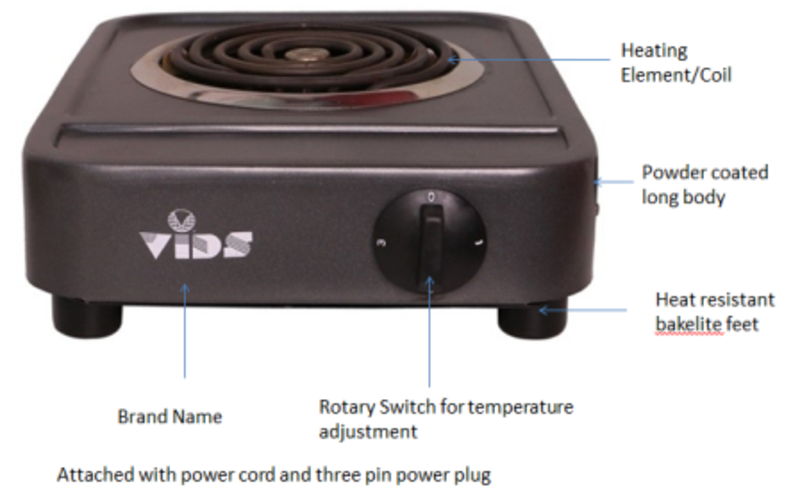VIDS 2000 Watt Coil Electric Stove (Copper Wire with 15 Amp power plug) / Electric Cooking Heater/Induction Cooktop