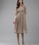 Fawn printed georgette short-dresses