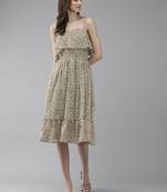 Green printed georgette short-dresses