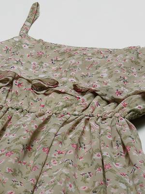 Green printed georgette short-dresses 2