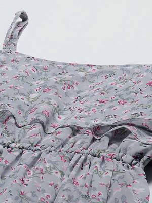 Grey printed georgette short-dresses 2