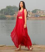 Bralet With Drape skirt And Shimmer  jacket