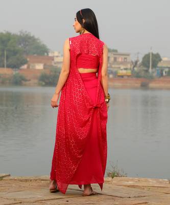 Bralet With Drape skirt And Shimmer  jacket 3