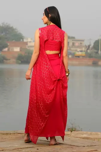 Bralet With Drape skirt And Shimmer  jacket