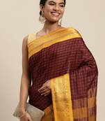 Spun Cotton Saree With Woven Design Border With Blouse