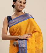 Spun Cotton Saree With Woven Design Border With Blouse