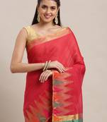 Cotton Saree With Woven Design Border With Blouse