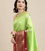 Vallabhi Silk Blend Saree With Printed Border With Blouse