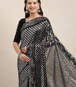 Georgette Saree  With All Over Sequins Work With Embroidered Border With Blouse