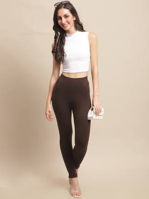 Women Brown Ankle Length Plus Pant 4