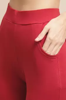Women Maroon Ankle Length Plus Pant