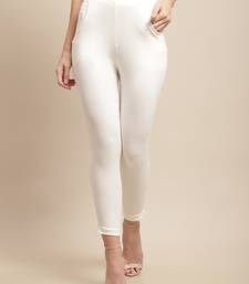 Women Off White Ankle Length Plus Pant