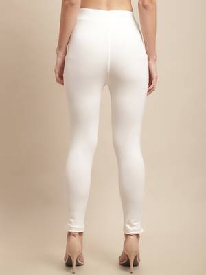 Women Off White Ankle Length Plus Pant 2