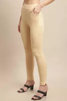 Women Light Beige Ankle Length Plus Pant