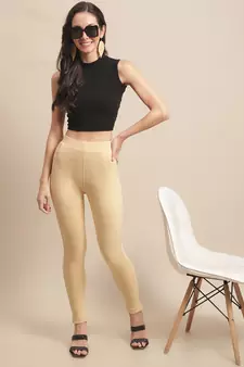 Women Light Beige Ankle Length Plus Pant