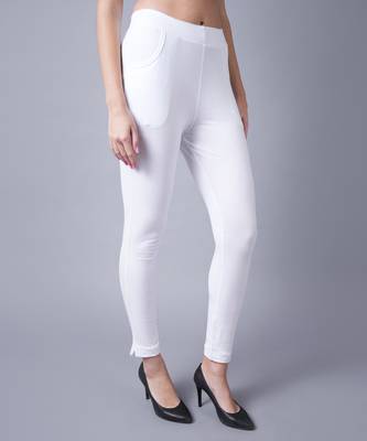 Women White Ankle Length Plus Pant 2