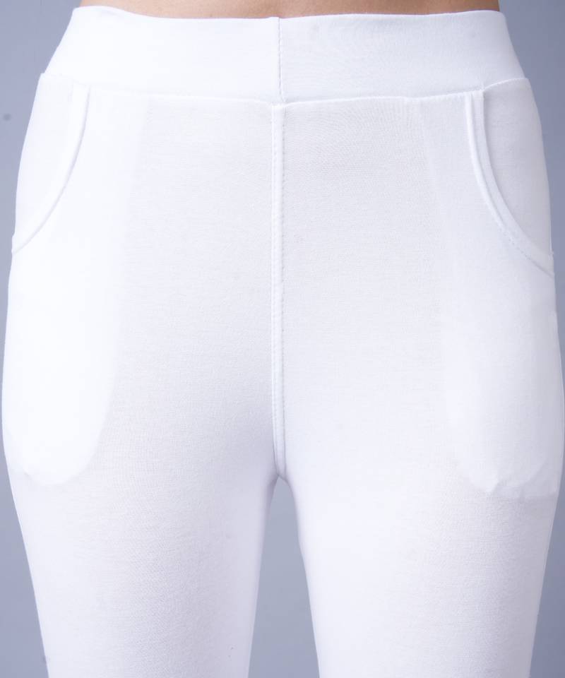 Women White Ankle Length Plus Pant