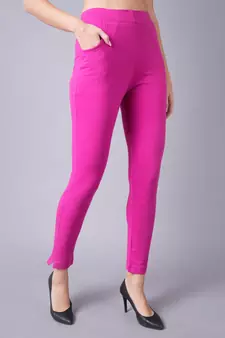Women Magneta Ankle Length Plus Pant