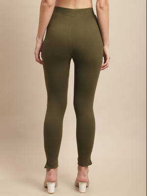 Women Olive Ankle Length Plus Pant 2