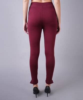 Women Dark Maroon Ankle Length Plus Pant 3