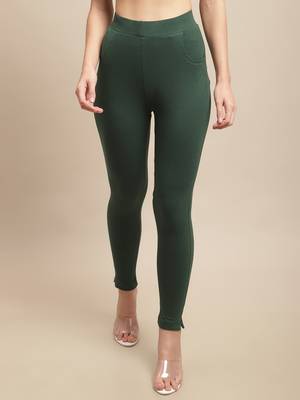 Women Dark Green Ankle Length Plus Pant 1