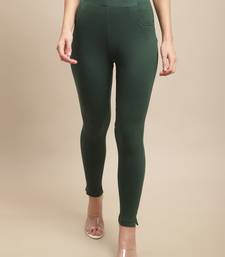 Women Dark Green Ankle Length Plus Pant