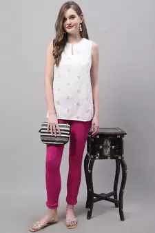 Women Pink Ankle Length Plus Pant
